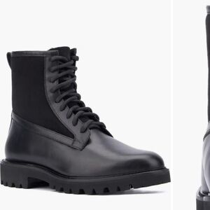 Aquatalia Black Leather Combat Boots
